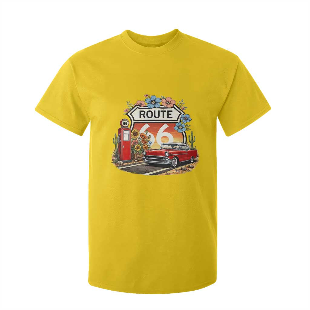 Retro Route Highway 66 T Shirt For Kid Boho Wildflower Americana Floral TS12 Daisy Print Your Wear