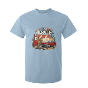 Retro Route Highway 66 T Shirt For Kid Boho Wildflower Americana Floral TS12 Light Blue Print Your Wear