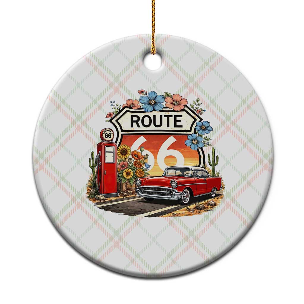 Retro Route Highway 66 Ceramic Ornament Boho Wildflower Americana Floral TS12 1pc Christmas Plaid Print Your Wear