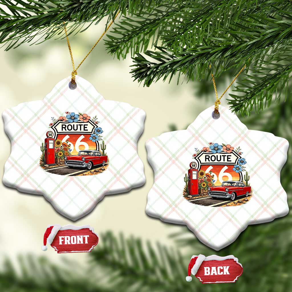 Retro Route Highway 66 Ceramic Ornament Boho Wildflower Americana Floral TS12 Print Your Wear