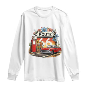 Retro Route Highway 66 Long Sleeve Shirt Boho Wildflower Americana Floral TS12 White Print Your Wear