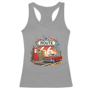 Retro Route Highway 66 Racerback Tank Top Boho Wildflower Americana Floral TS12 Sport Gray Print Your Wear