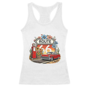 Retro Route Highway 66 Racerback Tank Top Boho Wildflower Americana Floral TS12 White Print Your Wear