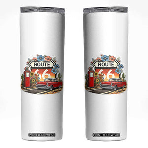 Retro Route Highway 66 Skinny Tumbler Boho Wildflower Americana Floral TS12 White Print Your Wear