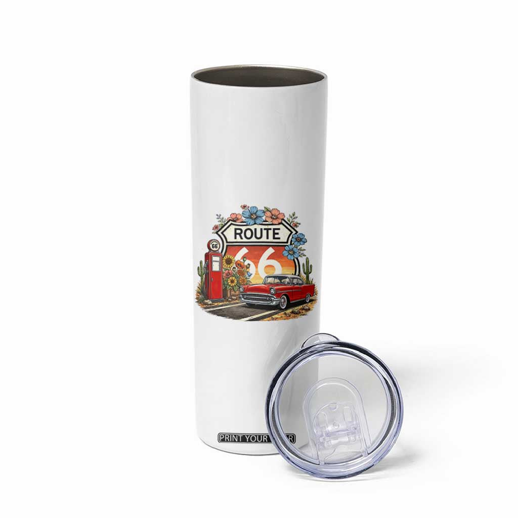 Retro Route Highway 66 Skinny Tumbler Boho Wildflower Americana Floral TS12 Print Your Wear