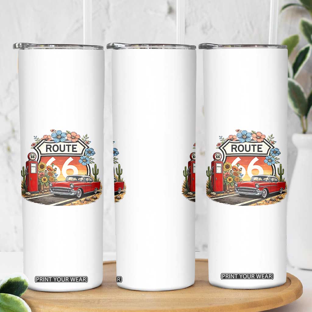 Retro Route Highway 66 Skinny Tumbler Boho Wildflower Americana Floral TS12 Print Your Wear