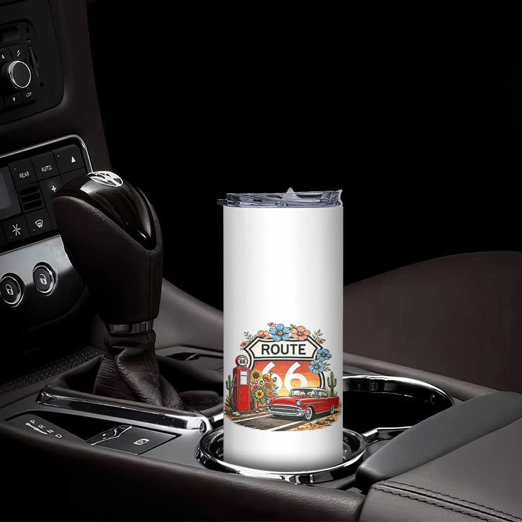Retro Route Highway 66 Skinny Tumbler Boho Wildflower Americana Floral TS12 Print Your Wear