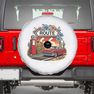 Retro Route Highway 66 Spare Tire Cover Boho Wildflower Americana Floral TS12 White Print Your Wear