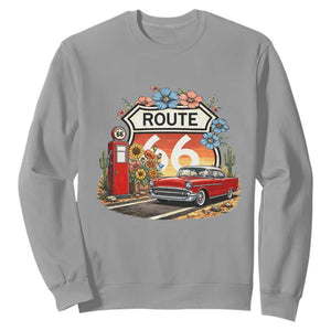 Retro Route Highway 66 Sweatshirt Boho Wildflower Americana Floral TS12 Sport Gray Print Your Wear