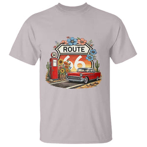 Retro Route Highway 66 T Shirt Boho Wildflower Americana Floral TS12 Ice Gray Print Your Wear