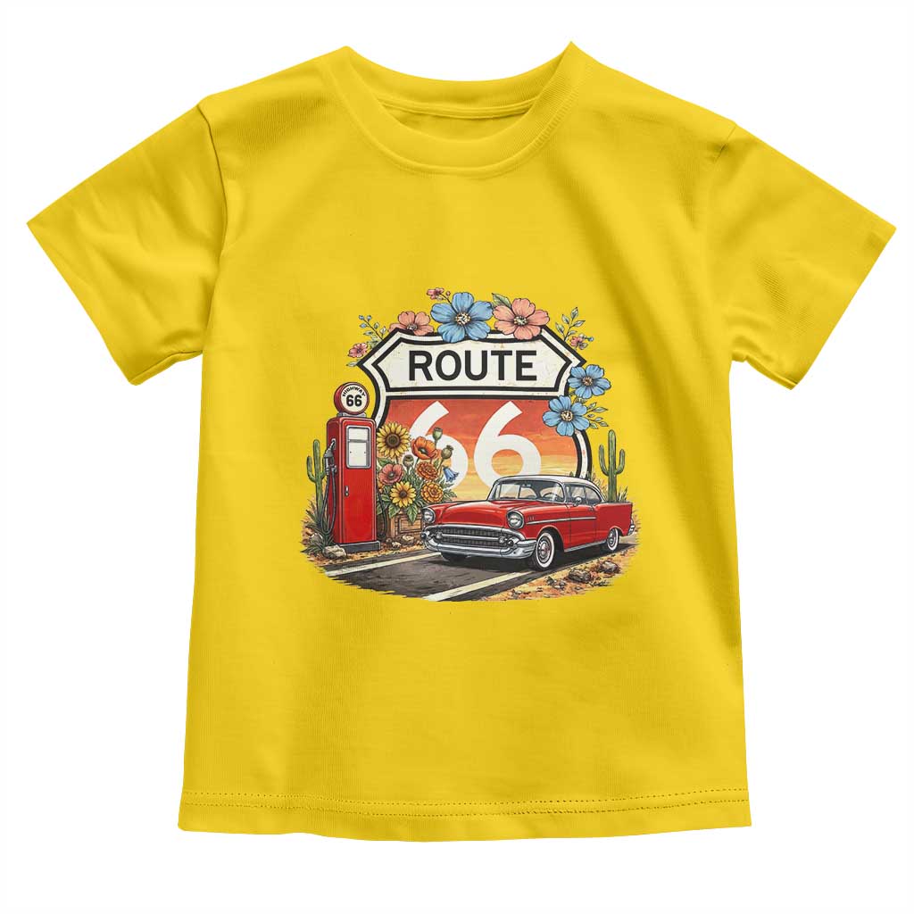 Retro Route Highway 66 Toddler T Shirt Boho Wildflower Americana Floral TS12 Daisy Print Your Wear