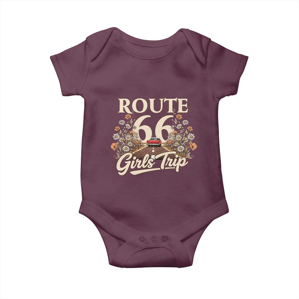 Retro Floral Route Highway 66 Girls Trip Road Trip Baby Onesie