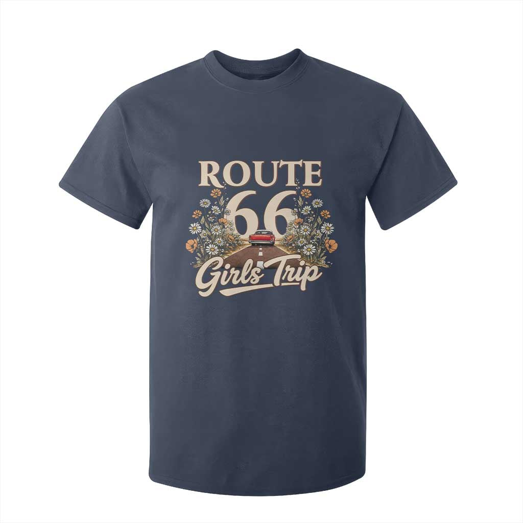 Retro Floral Route Highway 66 Girls Trip Road Trip T Shirt For Kid