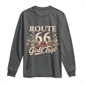 Retro Floral Route Highway 66 Girls Trip Road Trip Long Sleeve Shirt