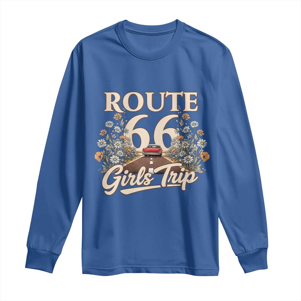 Retro Floral Route Highway 66 Girls Trip Road Trip Long Sleeve Shirt