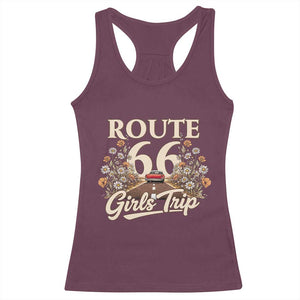 Retro Floral Route Highway 66 Girls Trip Road Trip Racerback Tank Top