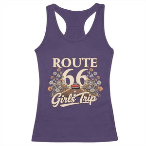 Retro Floral Route Highway 66 Girls Trip Road Trip Racerback Tank Top