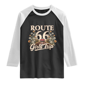 Retro Floral Route Highway 66 Girls Trip Road Trip Raglan Shirt