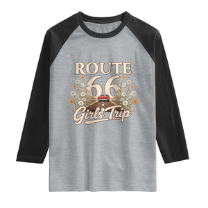 Retro Floral Route Highway 66 Girls Trip Road Trip Raglan Shirt