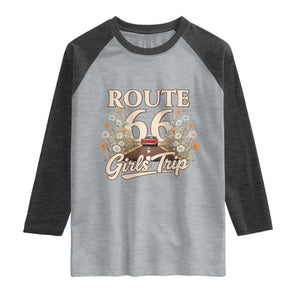 Retro Floral Route Highway 66 Girls Trip Road Trip Raglan Shirt
