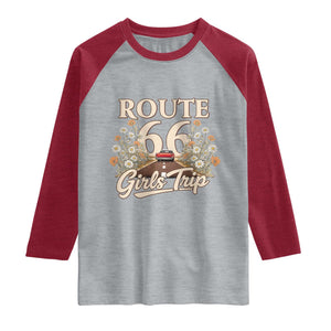 Retro Floral Route Highway 66 Girls Trip Road Trip Raglan Shirt