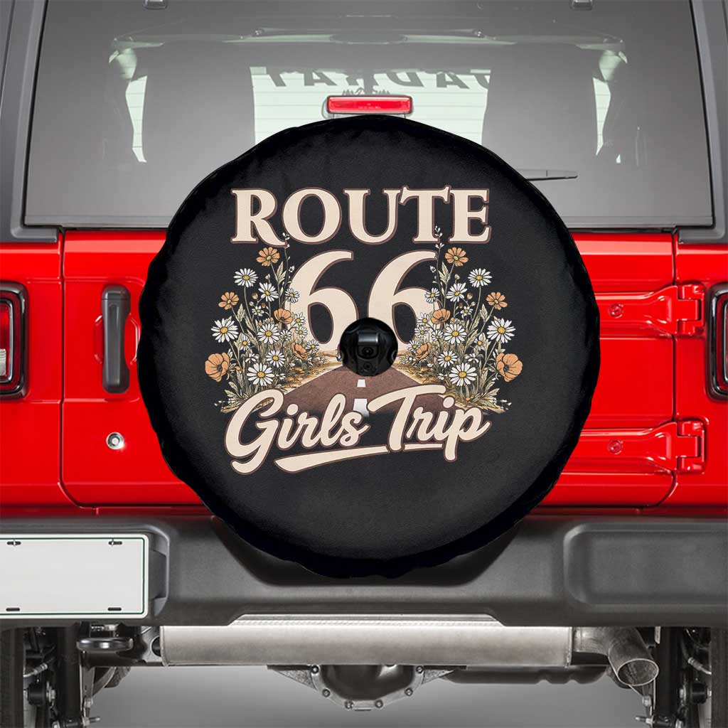 Retro Floral Route Highway 66 Girls Trip Road Trip Spare Tire Cover