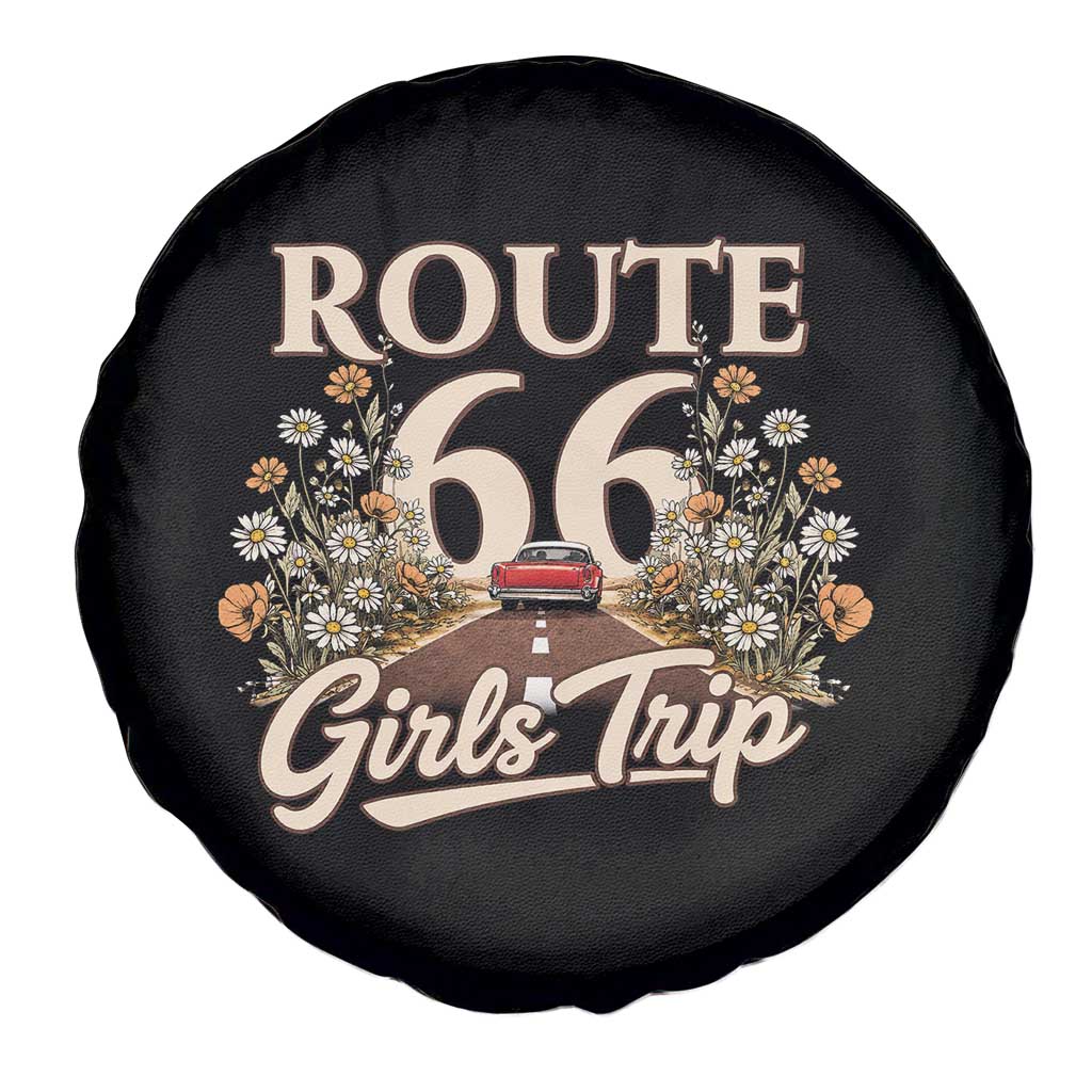 Retro Floral Route Highway 66 Girls Trip Road Trip Spare Tire Cover