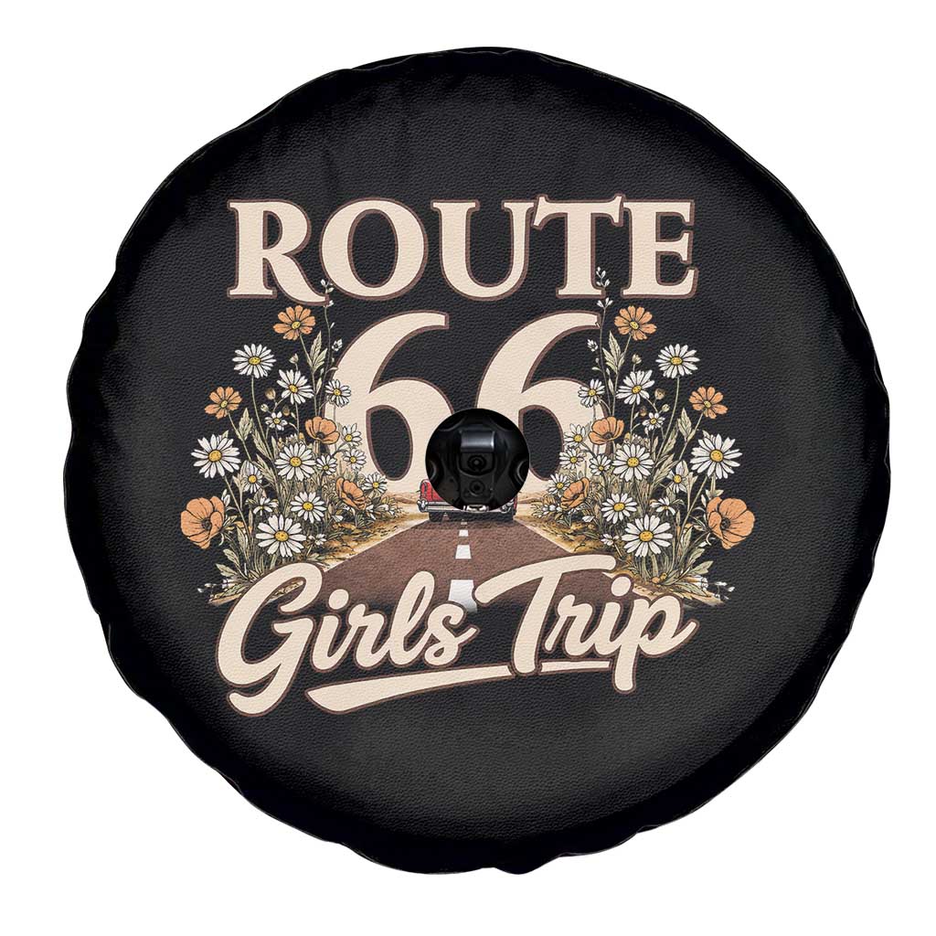 Retro Floral Route Highway 66 Girls Trip Road Trip Spare Tire Cover