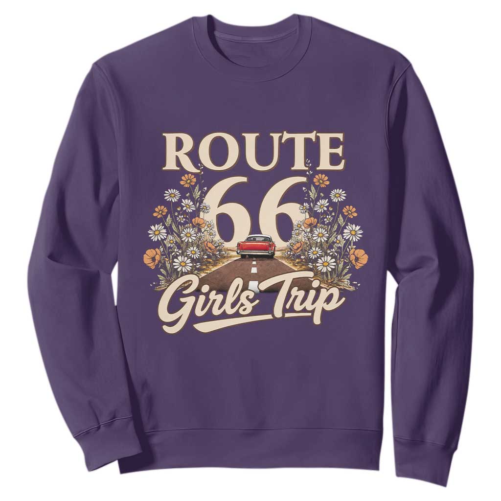 Retro Floral Route Highway 66 Girls Trip Road Trip Sweatshirt