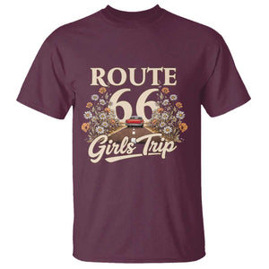 Retro Floral Route Highway 66 Girls Trip Road Trip T Shirt