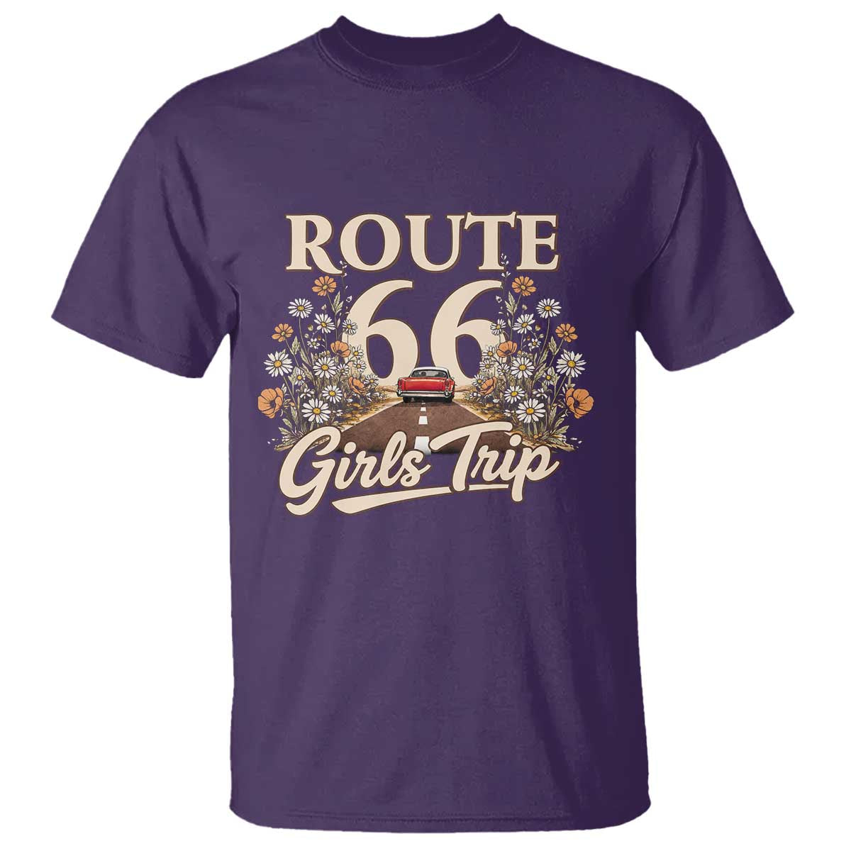 Retro Floral Route Highway 66 Girls Trip Road Trip T Shirt