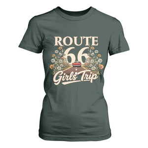 Retro Floral Route Highway 66 Girls Trip Road Trip T Shirt For Women