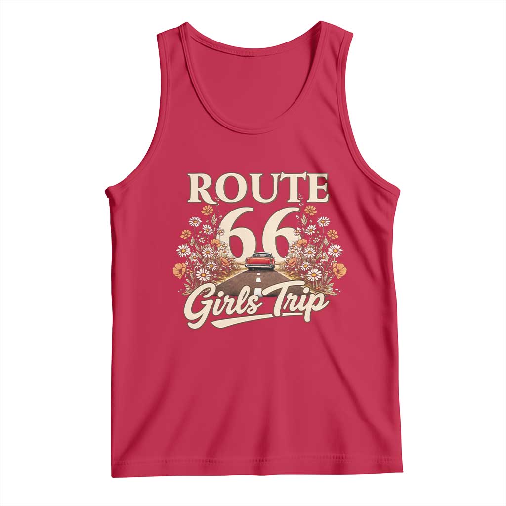 Retro Floral Route Highway 66 Girls Trip Road Trip Tank Top