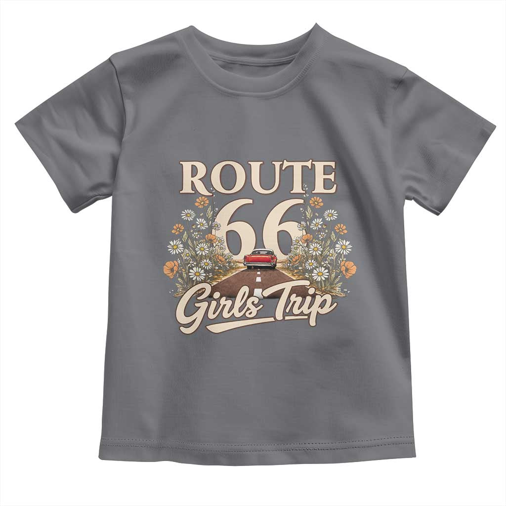 Retro Floral Route Highway 66 Girls Trip Road Trip Toddler T Shirt