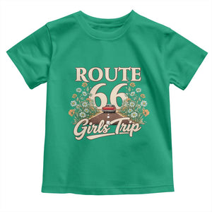 Retro Floral Route Highway 66 Girls Trip Road Trip Toddler T Shirt