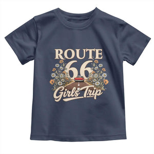 Retro Floral Route Highway 66 Girls Trip Road Trip Toddler T Shirt