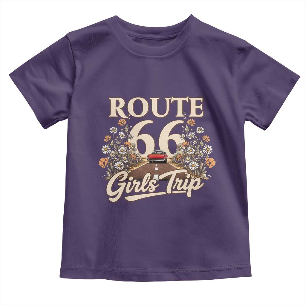 Retro Floral Route Highway 66 Girls Trip Road Trip Toddler T Shirt