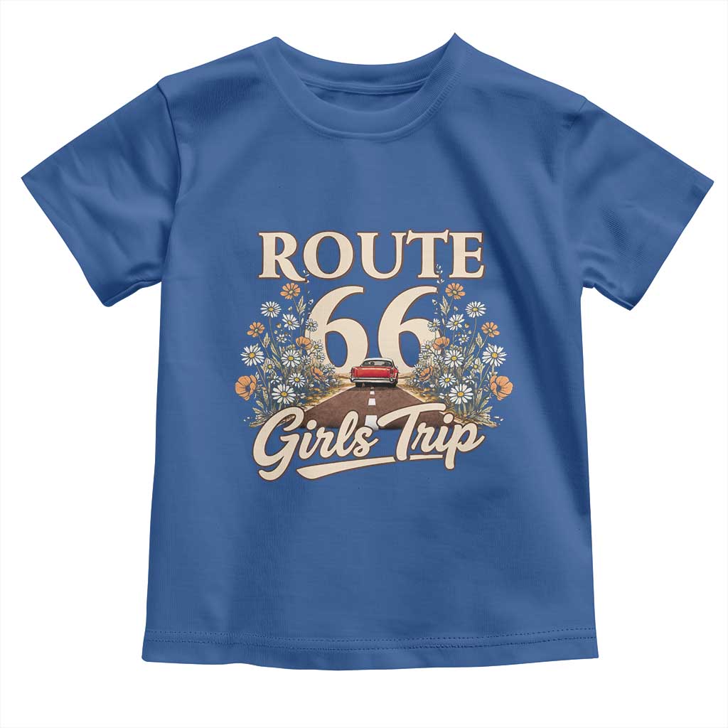 Retro Floral Route Highway 66 Girls Trip Road Trip Toddler T Shirt