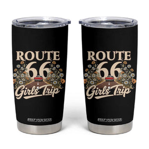 Retro Floral Route Highway 66 Girls Trip Road Trip Tumbler Cup
