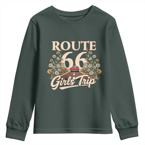 Retro Floral Route Highway 66 Girls Trip Road Trip Youth Sweatshirt