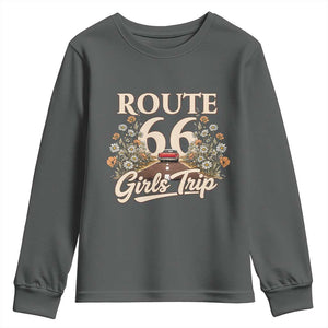Retro Floral Route Highway 66 Girls Trip Road Trip Youth Sweatshirt
