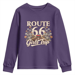 Retro Floral Route Highway 66 Girls Trip Road Trip Youth Sweatshirt