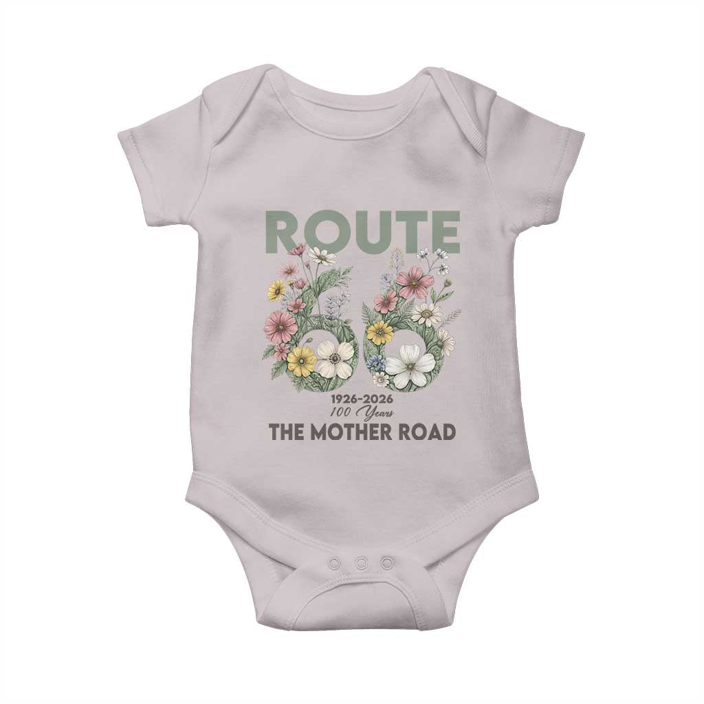 Route Highway 66 Baby Onesie Floral Centennial 100 Year Anniversary TS12 Ice Gray Print Your Wear