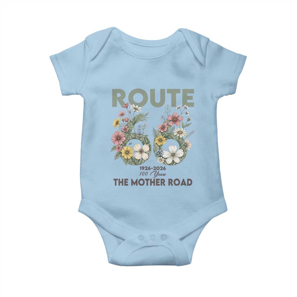 Route Highway 66 Baby Onesie Floral Centennial 100 Year Anniversary TS12 Light Blue Print Your Wear