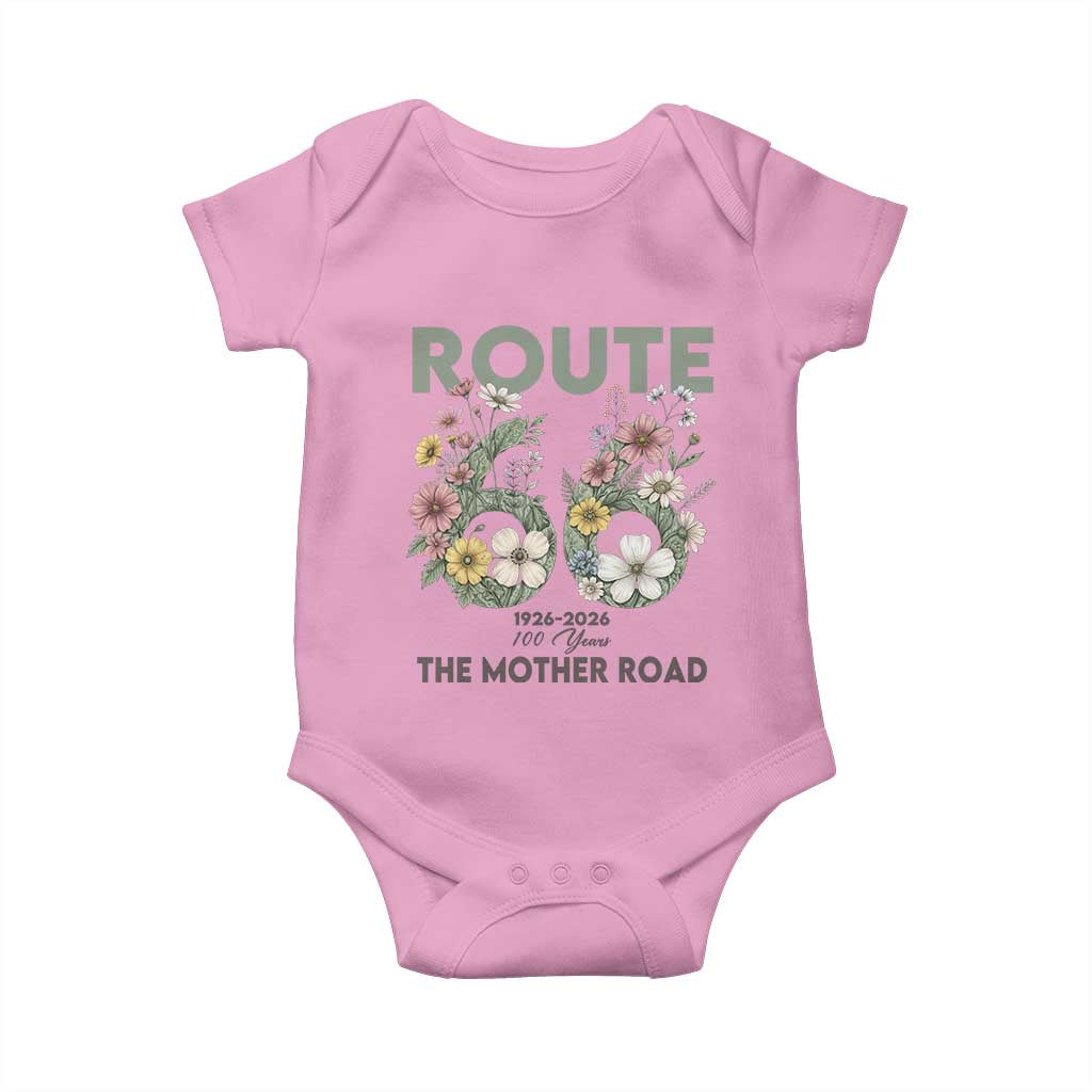 Route Highway 66 Baby Onesie Floral Centennial 100 Year Anniversary TS12 Light Pink Print Your Wear