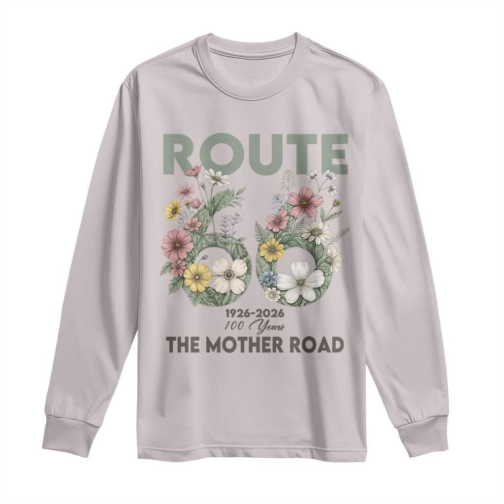 Route Highway 66 Long Sleeve Shirt Floral Centennial 100 Year Anniversary TS12 Ice Gray Print Your Wear