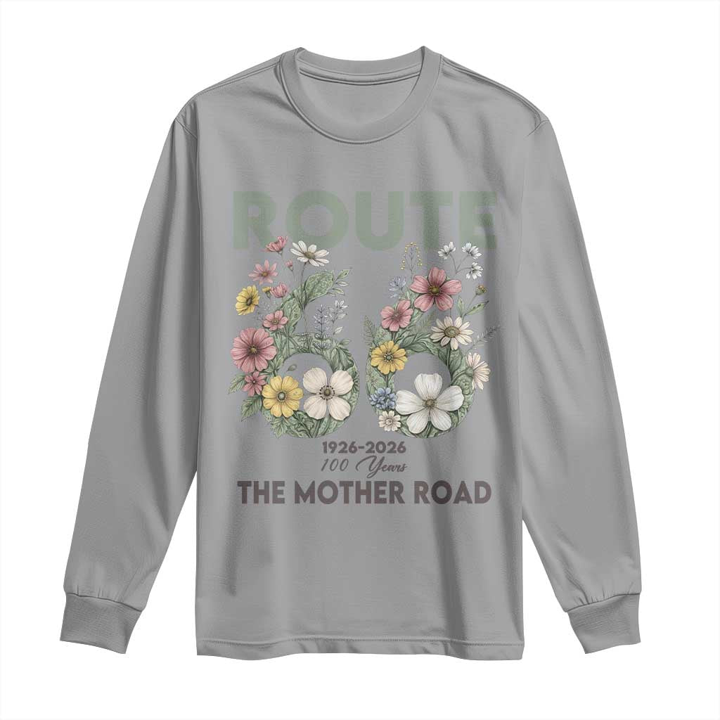 Route Highway 66 Long Sleeve Shirt Floral Centennial 100 Year Anniversary TS12 Sport Gray Print Your Wear