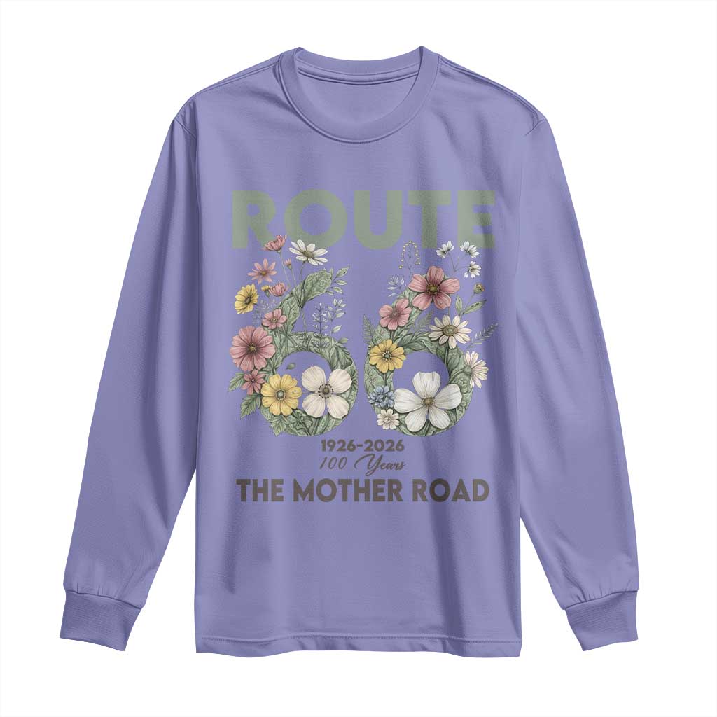 Route Highway 66 Long Sleeve Shirt Floral Centennial 100 Year Anniversary TS12 Violet Print Your Wear