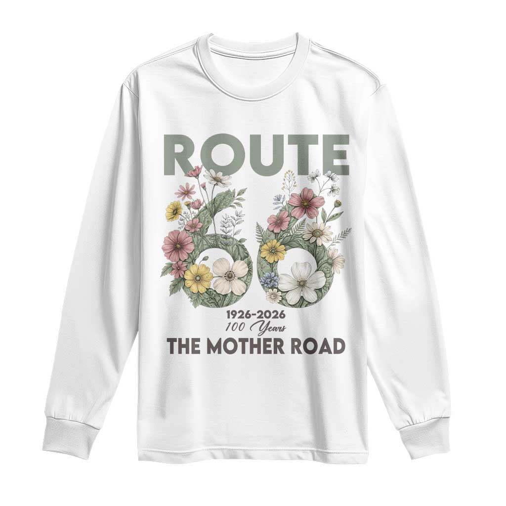 Route Highway 66 Long Sleeve Shirt Floral Centennial 100 Year Anniversary TS12 White Print Your Wear