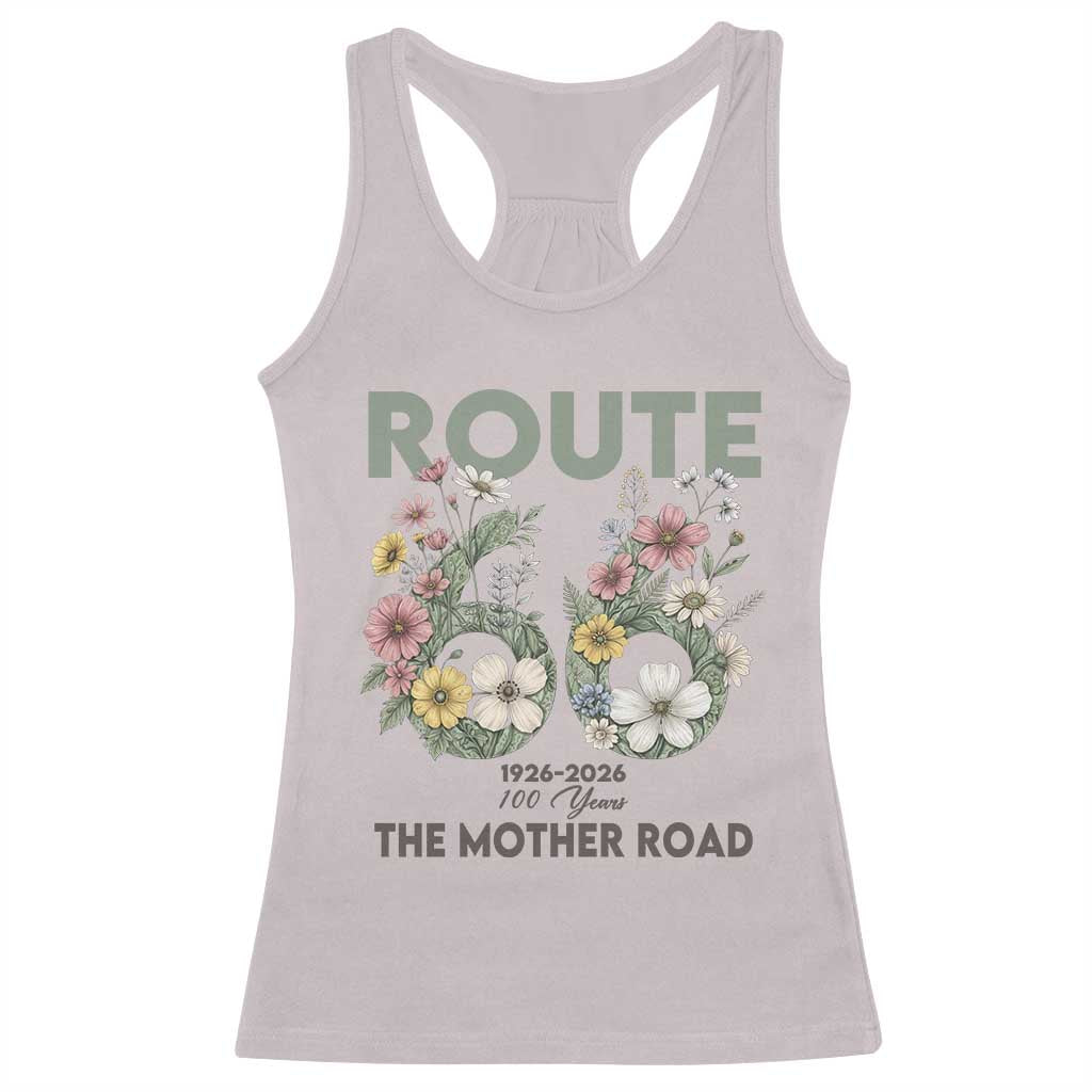 Route Highway 66 Racerback Tank Top - Floral Centennial 100 Year Anniversary TS12 Ice Gray Print Your Wear